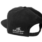 Side vide of the Beware The Kraken Hat with The Kraken Spiced Rum logo in white embroidered on the side