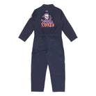 A back view image of the Beware The Kraken Coveralls with a large spooky graphic of the Kraken printed on the back on a white background