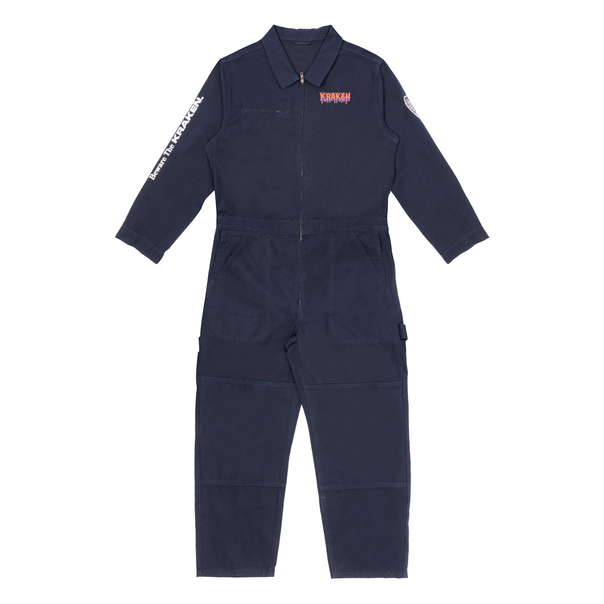A front view image of the Beware The Kraken Coveralls on a white background
