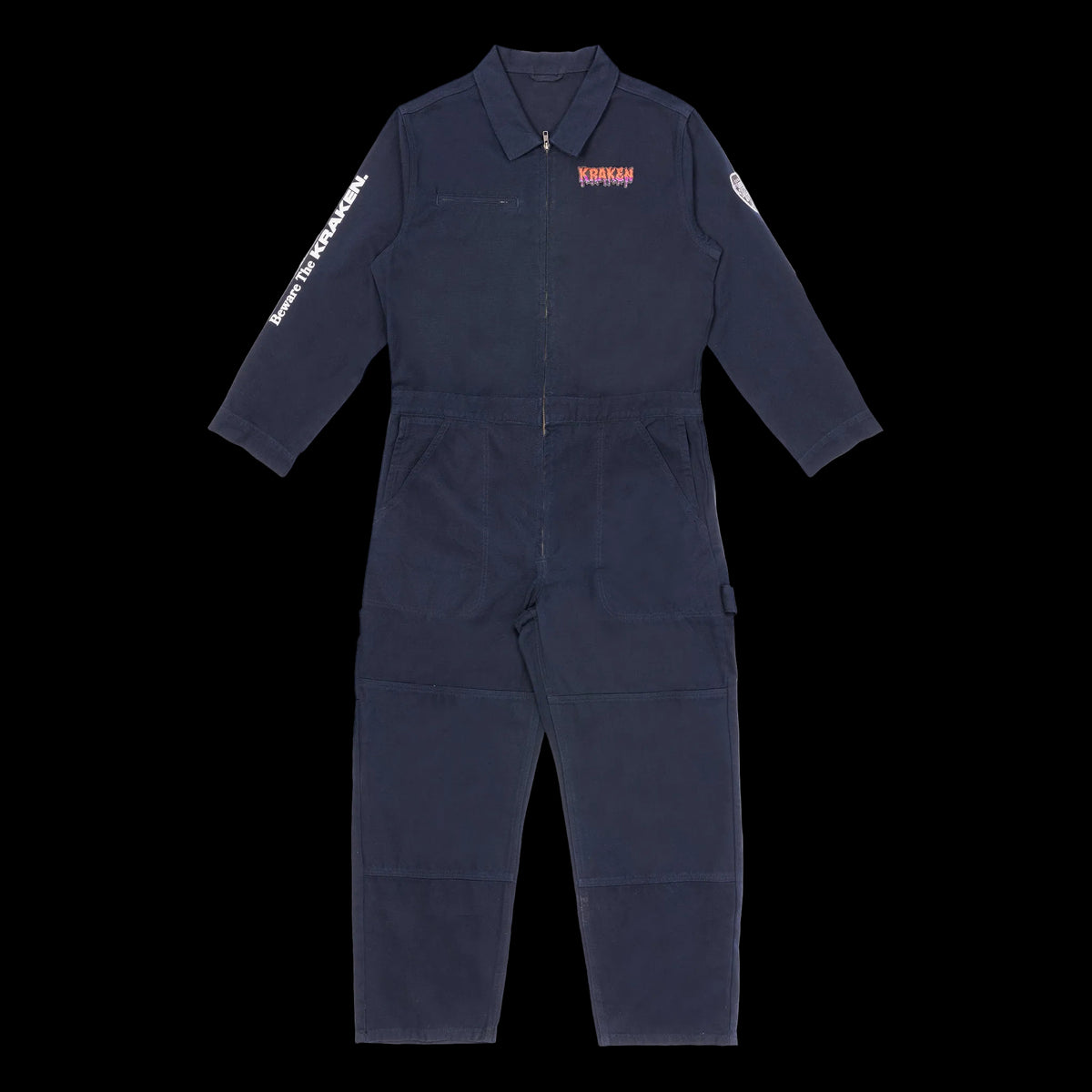 A front view image of the Beware The Kraken Coveralls on a white background