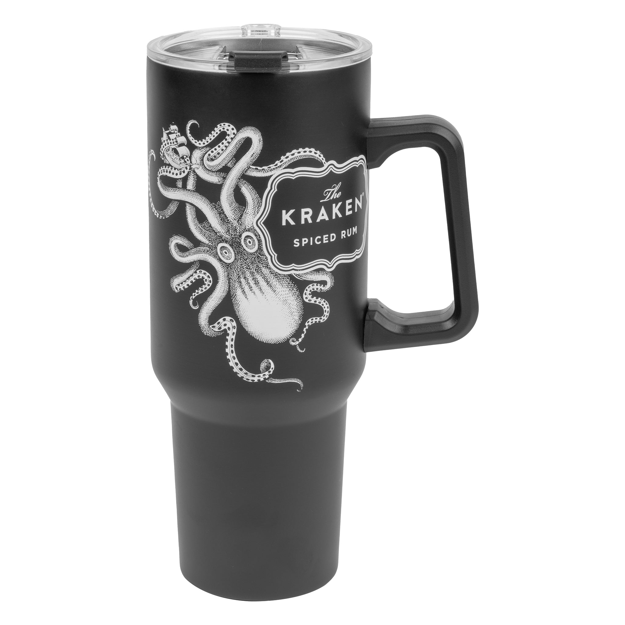 A front view image of a Kraken tumbler on a white background