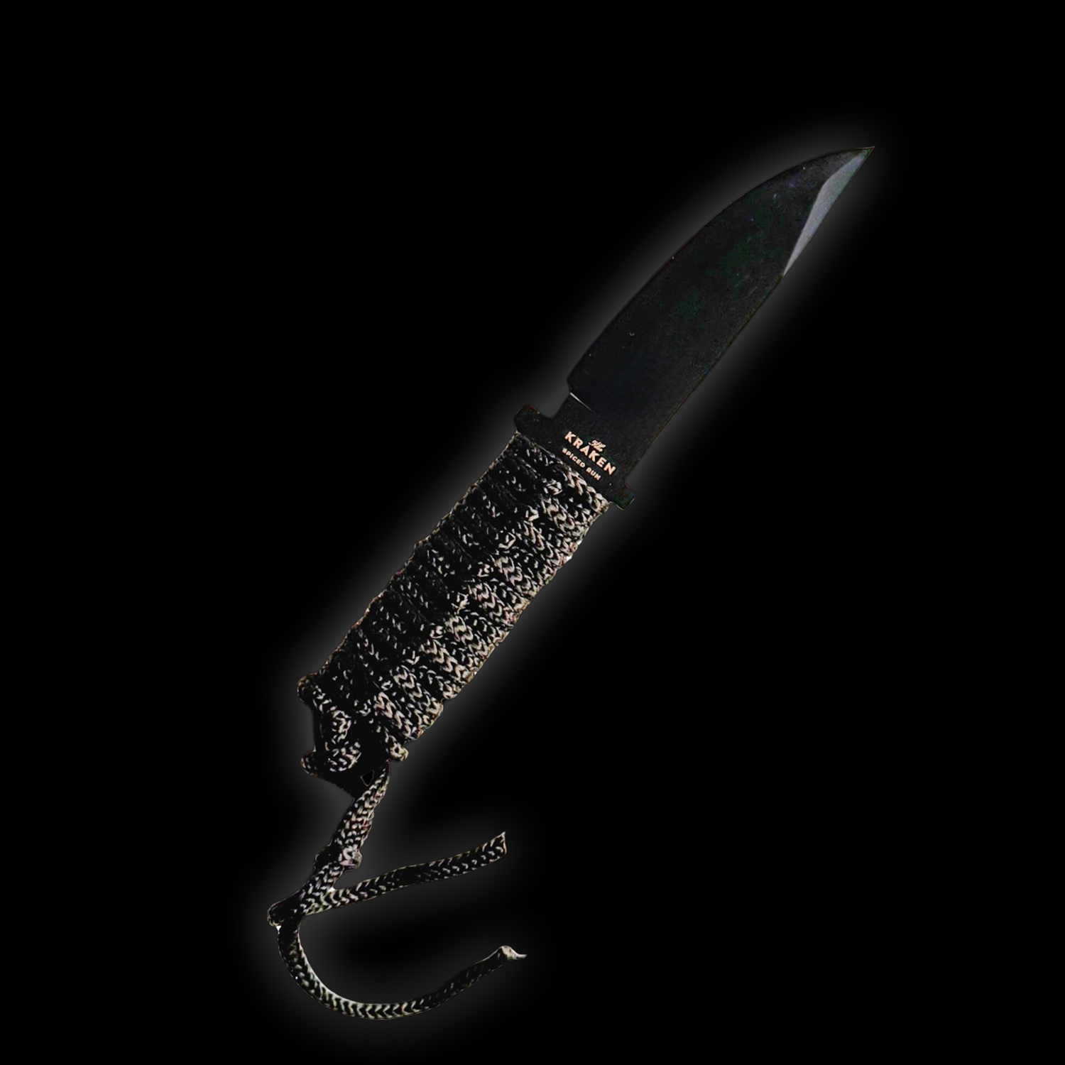 Knife with a textured handle on a black background