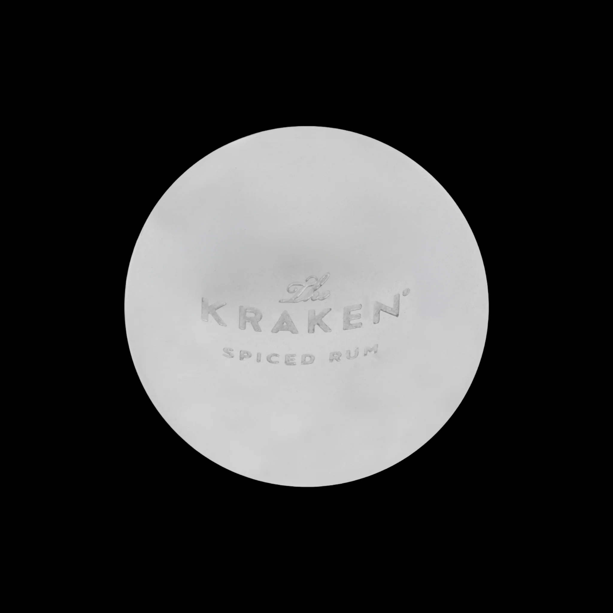 Kraken Spiced Rum label on a black background