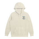 Ivory hoodie with small Kraken Rum bottle graphic on the left chest area. Text around the graphic reads "Bizarre Fierce".