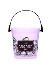 An opaque clear bucket with the Kraken logo and illustration on it's face.