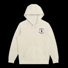 Ivory hoodie with small Kraken Rum bottle graphic on the left chest area. Text around the graphic reads "Bizarre Fierce".