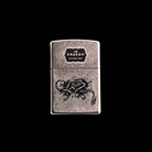 Lighter with 'The Kraken Spiced Rum' branding on a black background