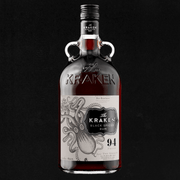 A bottle of the 1.75L Kraken Black Spiced Rum, featuring a dark and inviting Caribbean gem with a complex flavor profile of cinnamon, ginger, and clove.